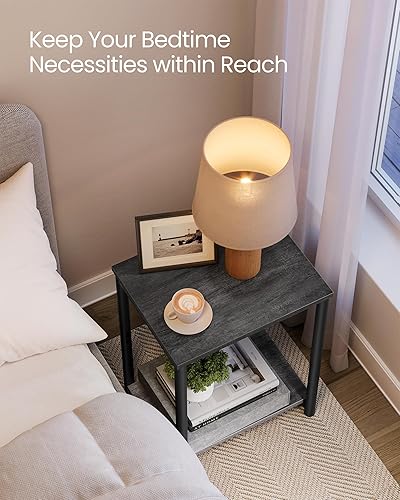Miniatura 62 de VASAGLE - Juego de 2 mesas auxiliares con estante de almacenamiento, mesas de noche delgadas, marco de acero, para sala de estar, estudio o café