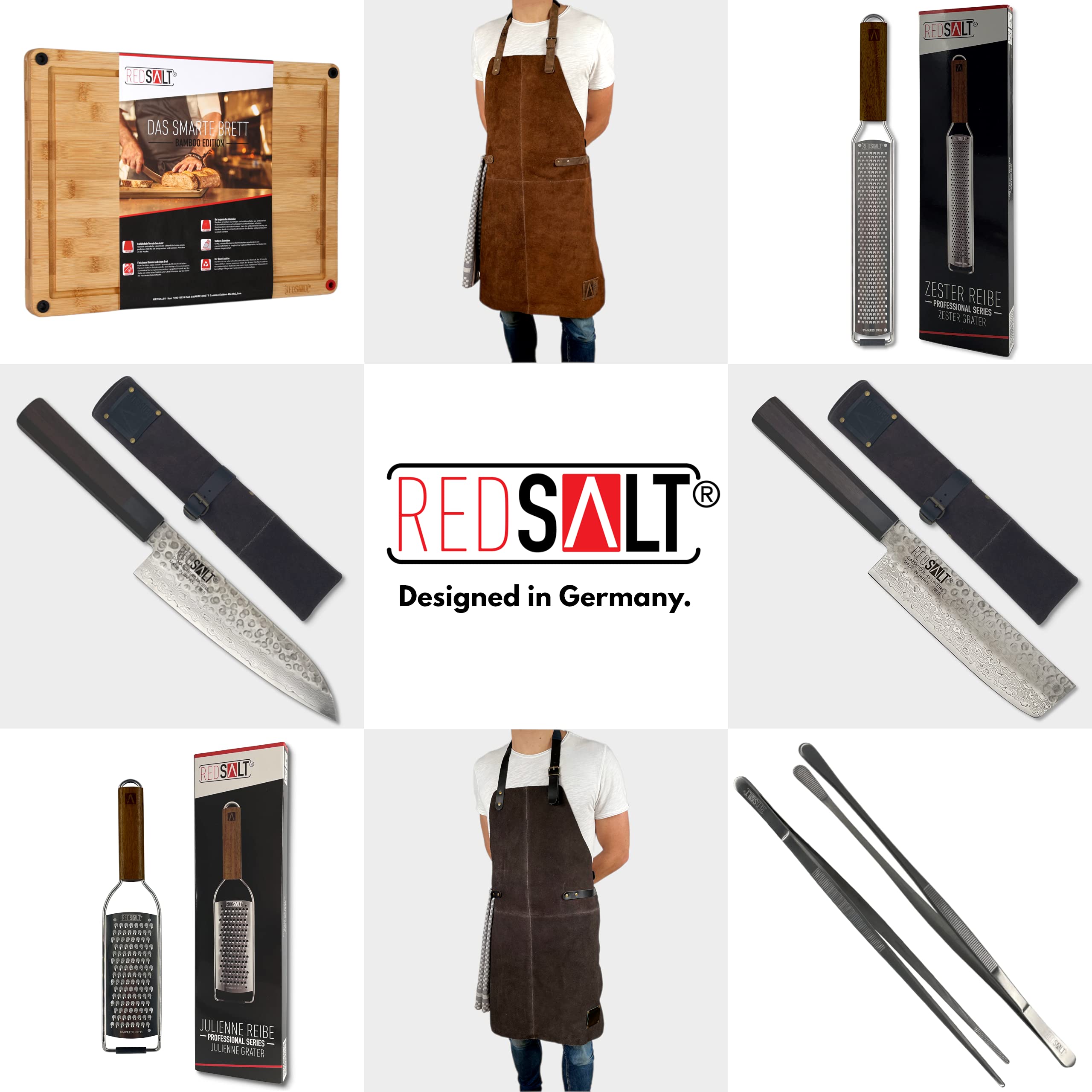 REDSALT® innowacyjna bambusowa deska do krojenia zestaw 3 szt. antypoślizgowa | certyfikat FSC | 38x26 32x22 26x18cm może być używana dwustronnie | antybakteryjna | z rowkiem na sok | deska gotowania