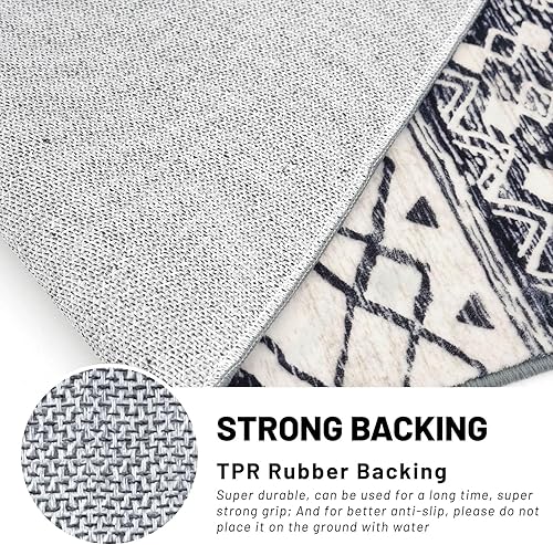 Miniatura 7 de KUTA Alfombra marroquí grande para sala de estar, de 5 x 7 pies, lavable, bohemio, antideslizante, ultra suave, geométrica, tradicional, para sala