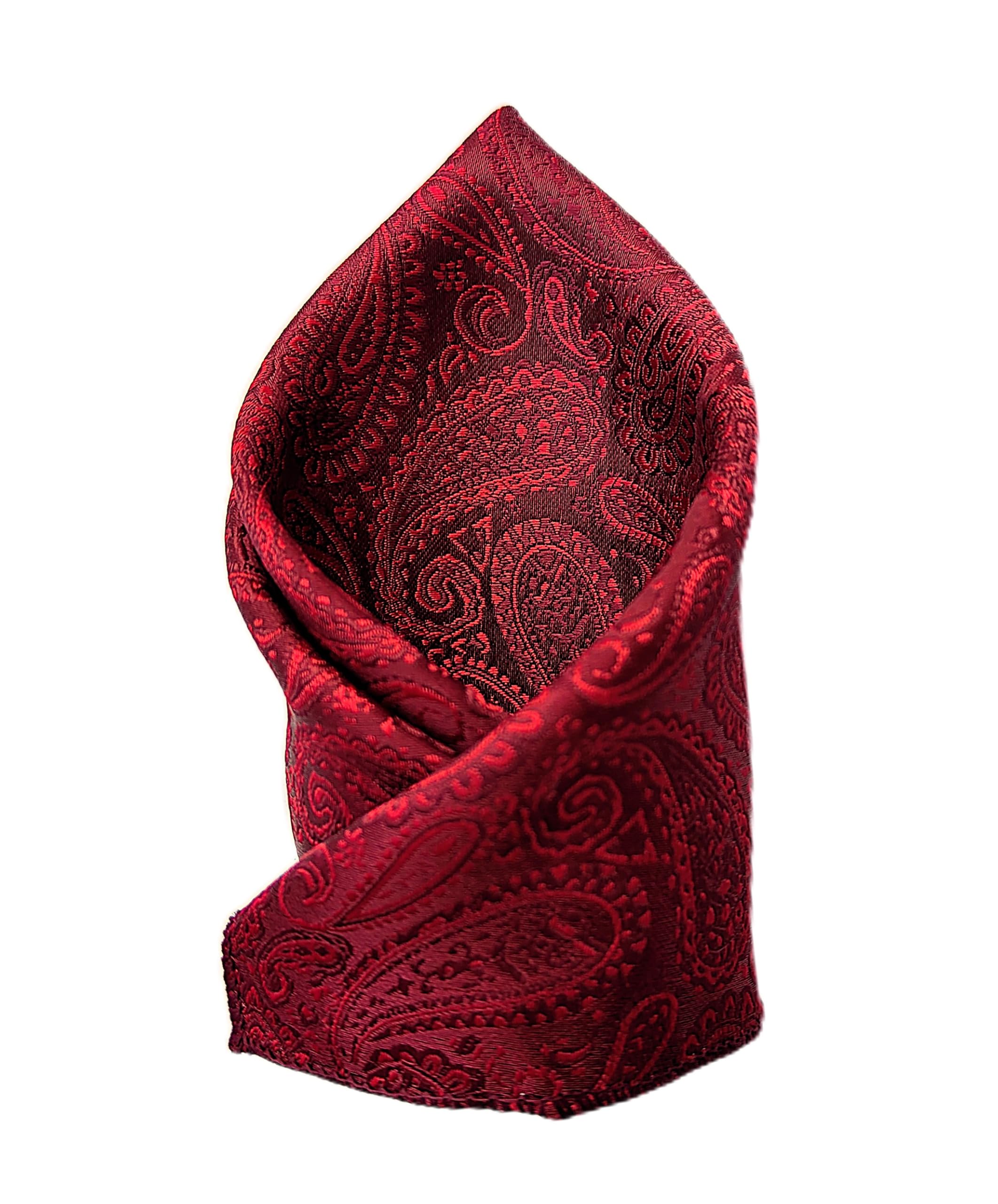 voici France Men's Designer Pocket Square Paisley Satin Microfiber Free Size (Maroon Paisley)-picture-54