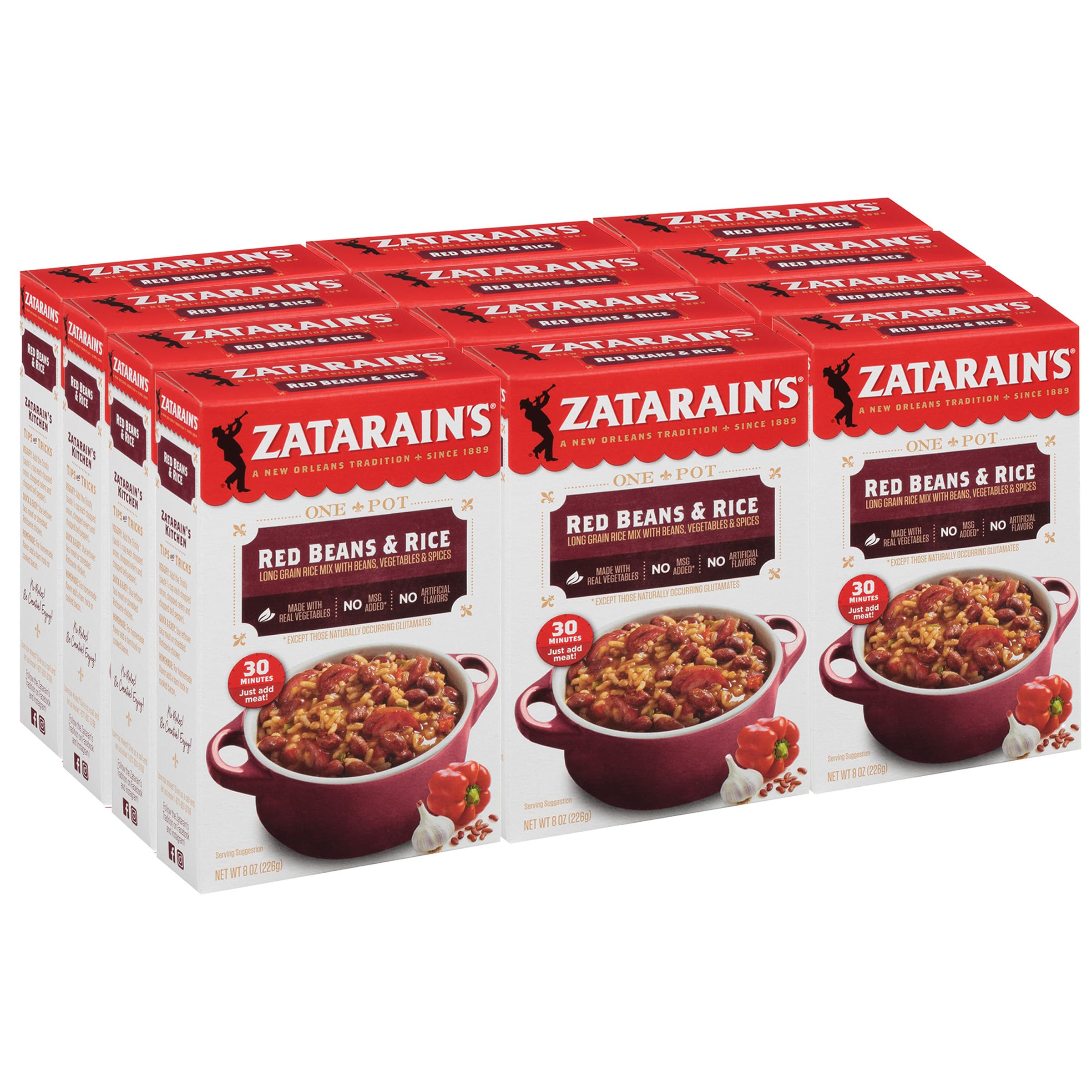 Zatarain's Red Beans & Rice Rice Dinner Mix, 8 Ounce (Pack of 12)