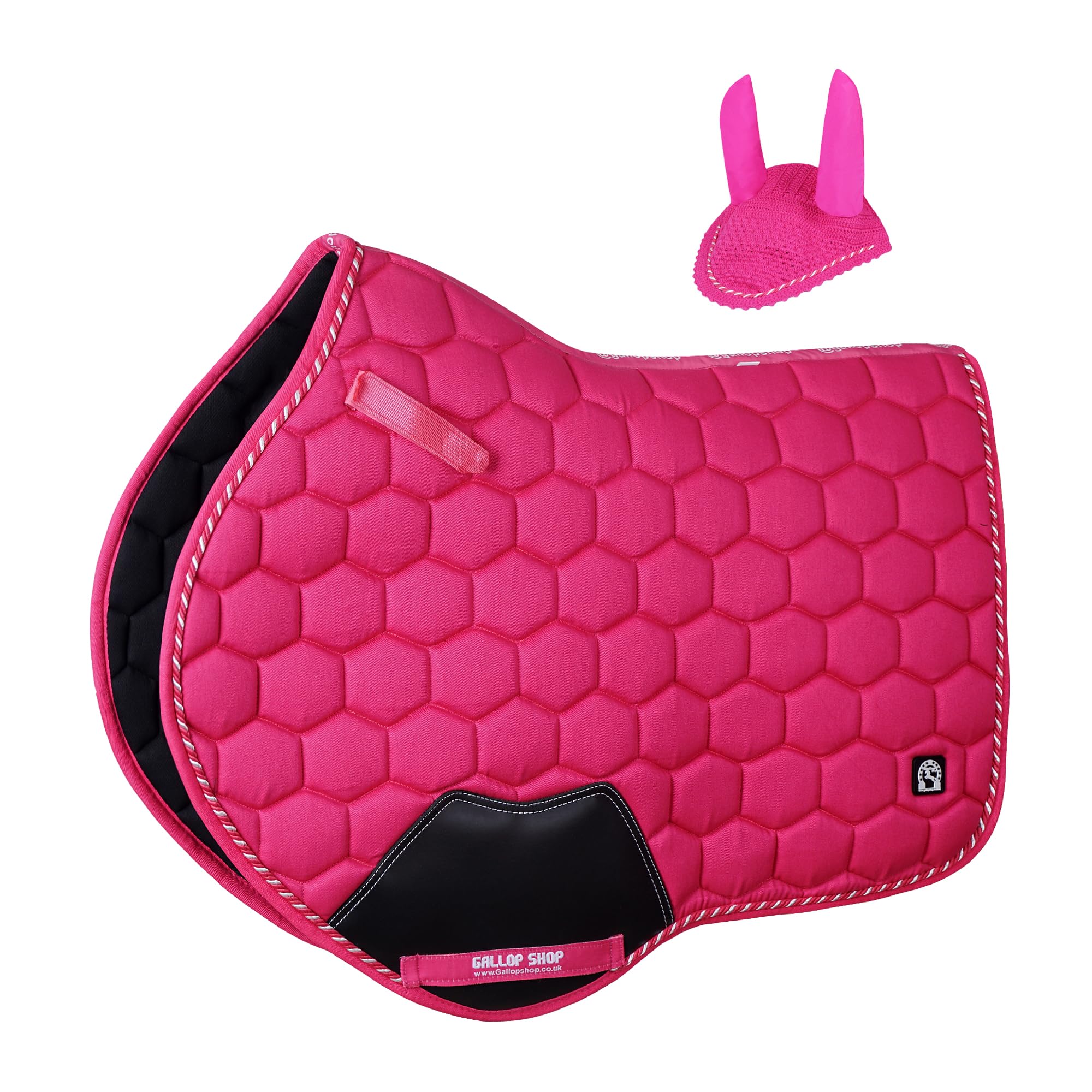Gallop Shop Close Contact Saddle Pad with Matching Ear Bonnet / Horse Pad / Horse Saddle Pad (Hot Pink, Full)