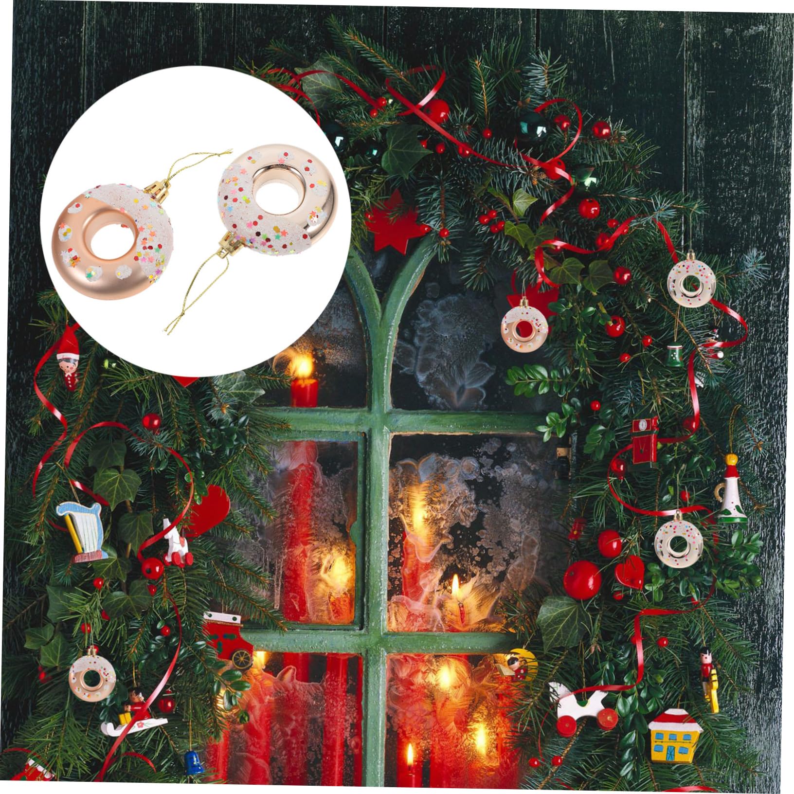 Ciieeo 20 Piezas Bola De Decoración Navideña Decoración Colgante del Árbol De Navidad Adorno Colgante De Donut De Árbol De Pascua Decoraciones De Fiesta De Donas Donut Falso El Plastico