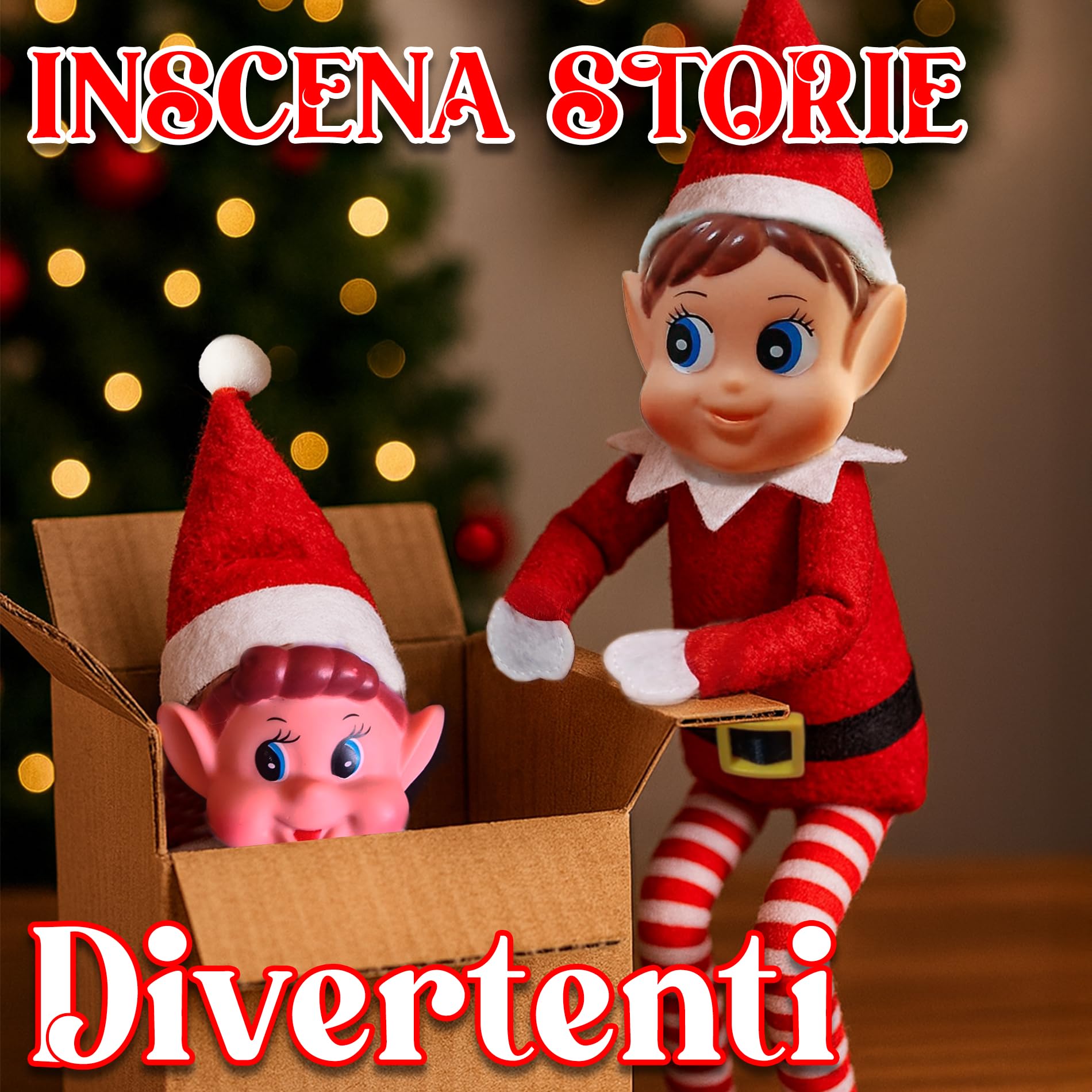 Set 2 Elfi Natale MANNY'S LAB - Elf On The Shelf 39cm Maschio E Femmina
