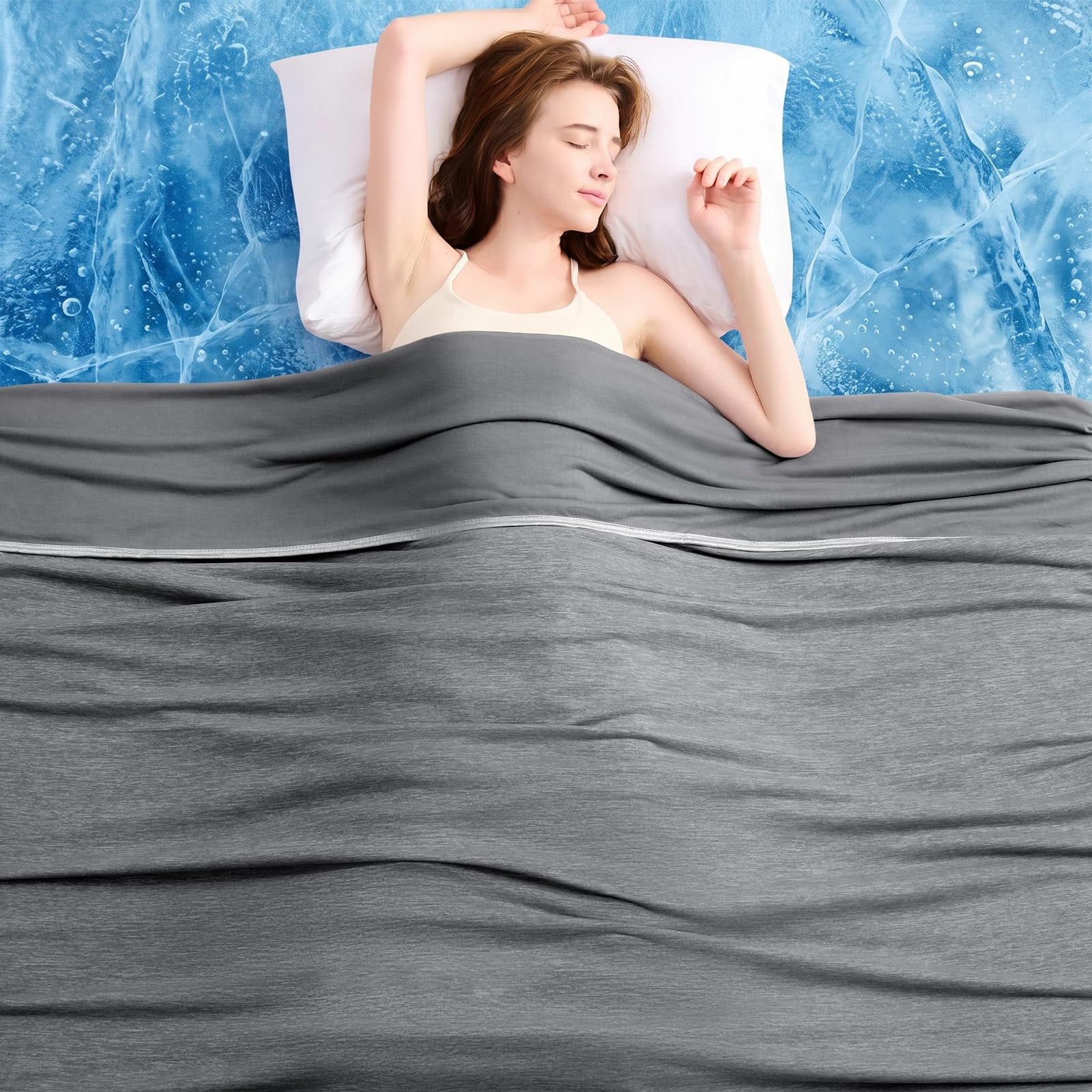 L'AGRATY Cooling Blanket (200x220cm King) for Sweats Absorbs Heat to Keep Adults Cool on Warm Nights, Q-Max 0.5 for Hot Sleepers, Ultra-Cool Lightweight Blanket for Bed, Grey โ image 1