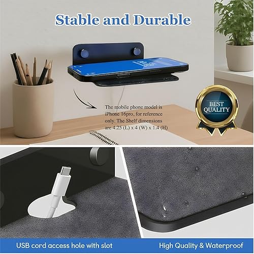 Vista 2 de Soporte de pared para altavoz pequeño con almohadilla EVA, estante de metal de 4.25 x 4.1 pulgadas para altavoz Bluetooth, cámara web, relojes