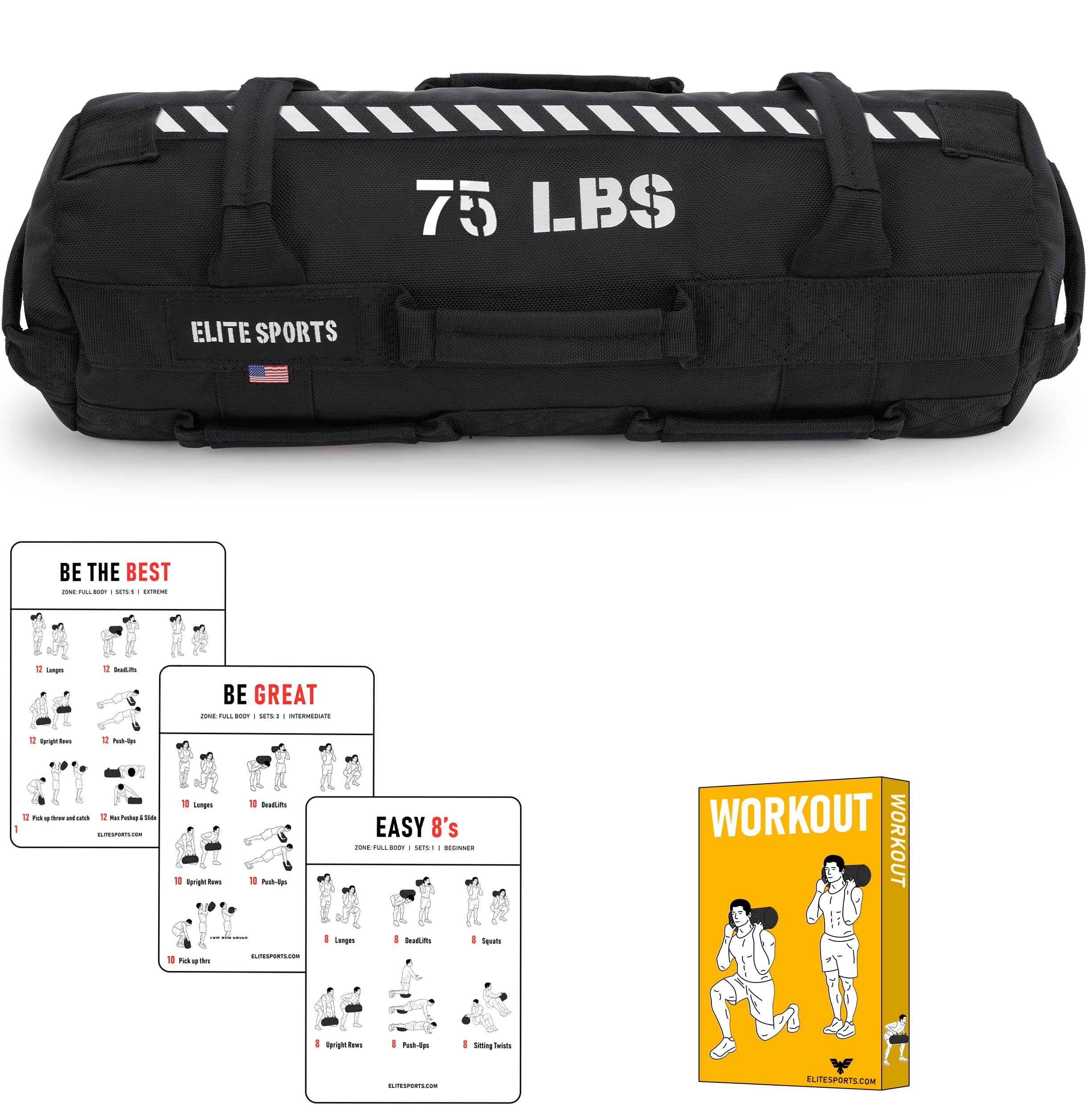 Elite SportsWorkout Sandbag for Versatile, Intensive Core Muscles Fitness, Strength Training with Strategic Handle Placement