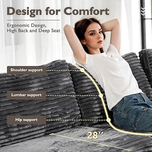 Miniatura 5 de Sofá modular modular en forma de L, cómodos sofás seccionales de gran tamaño para sala de estar, sofá cama convertible con diván para apartamento