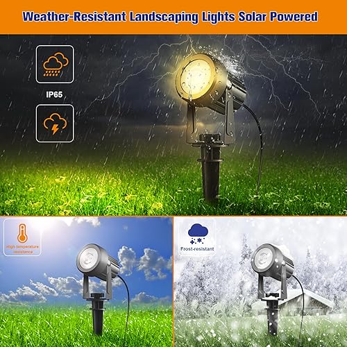 Miniatura 6 de APONUO Focos solares 2 en 1 para exteriores, iluminación solar de paisaje del atardecer al amanecer, luces solares IP65, impermeables, cable de 9.8