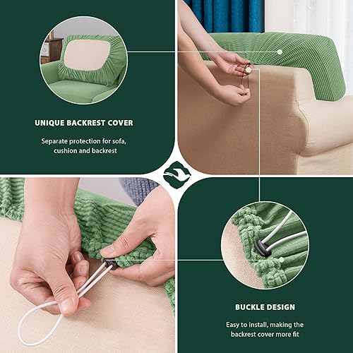 Vista 405 de CHUN YI - Funda elástica para sillón (3 piezas), funda para sofá de 1 plaza con un respaldo y cojín separado con banda elástica, tela jacquard