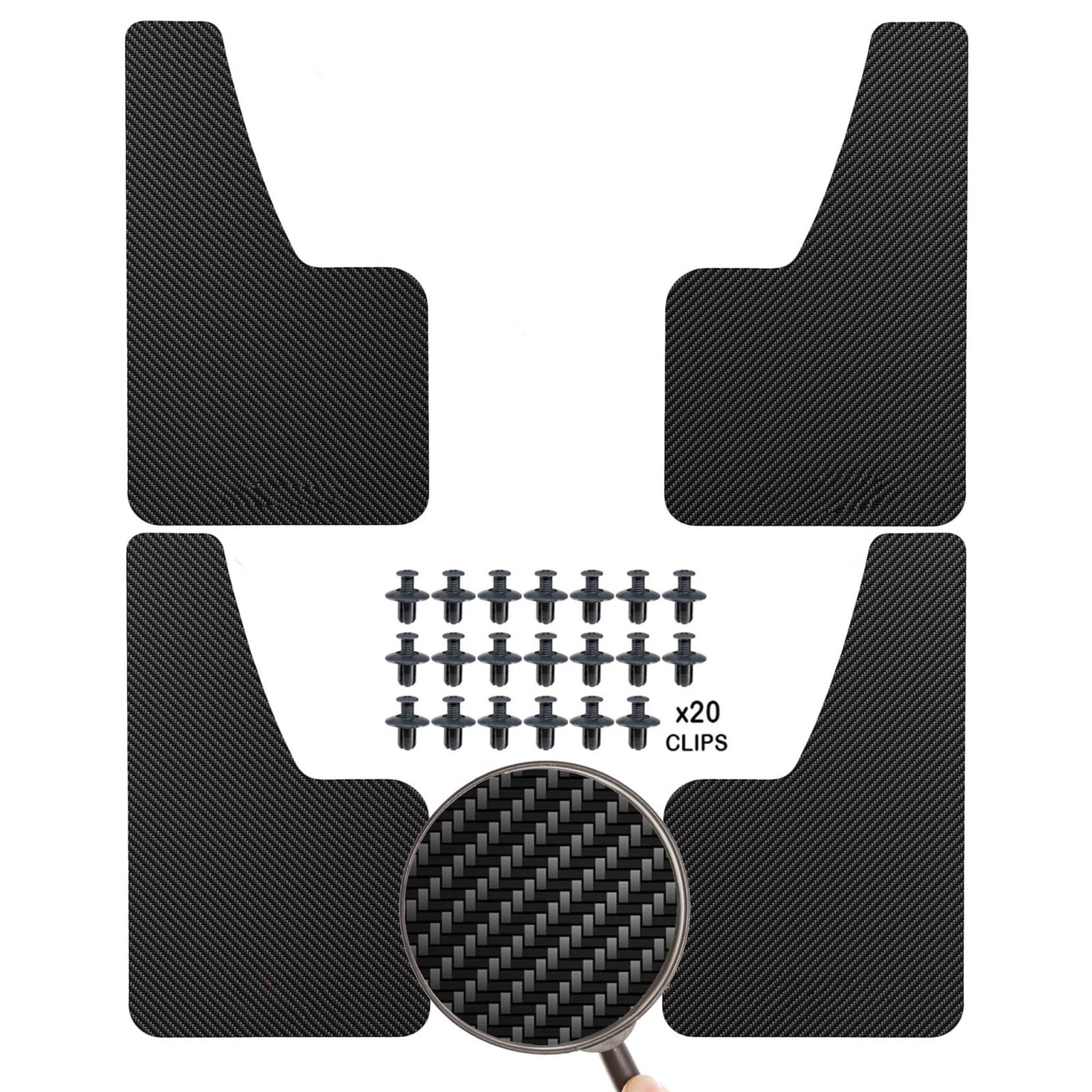 Osłony przeciwbłotne na koła accessorypart Osłony 4 sztuki Carbon Fiber Przód Tył Zestaw Uniwersalny Chlapacze Chlapacze Błotniki Chlapacze Samochodowe Auto Van Akcesoria(4pcs Black)