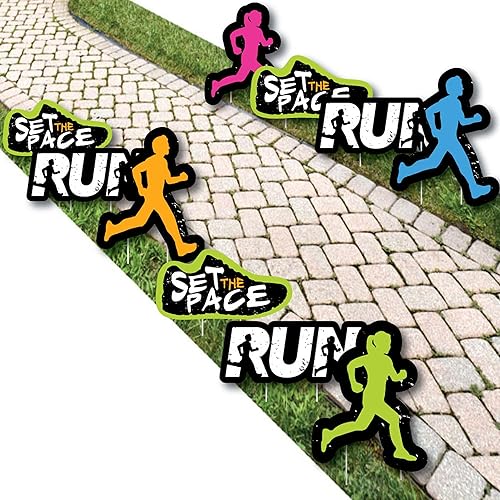 Big Dot of Happiness Set the Pace - Correr - Decoraciones para césped de zapatos y corredores - Decoración de patio para pista al aire libre, campo