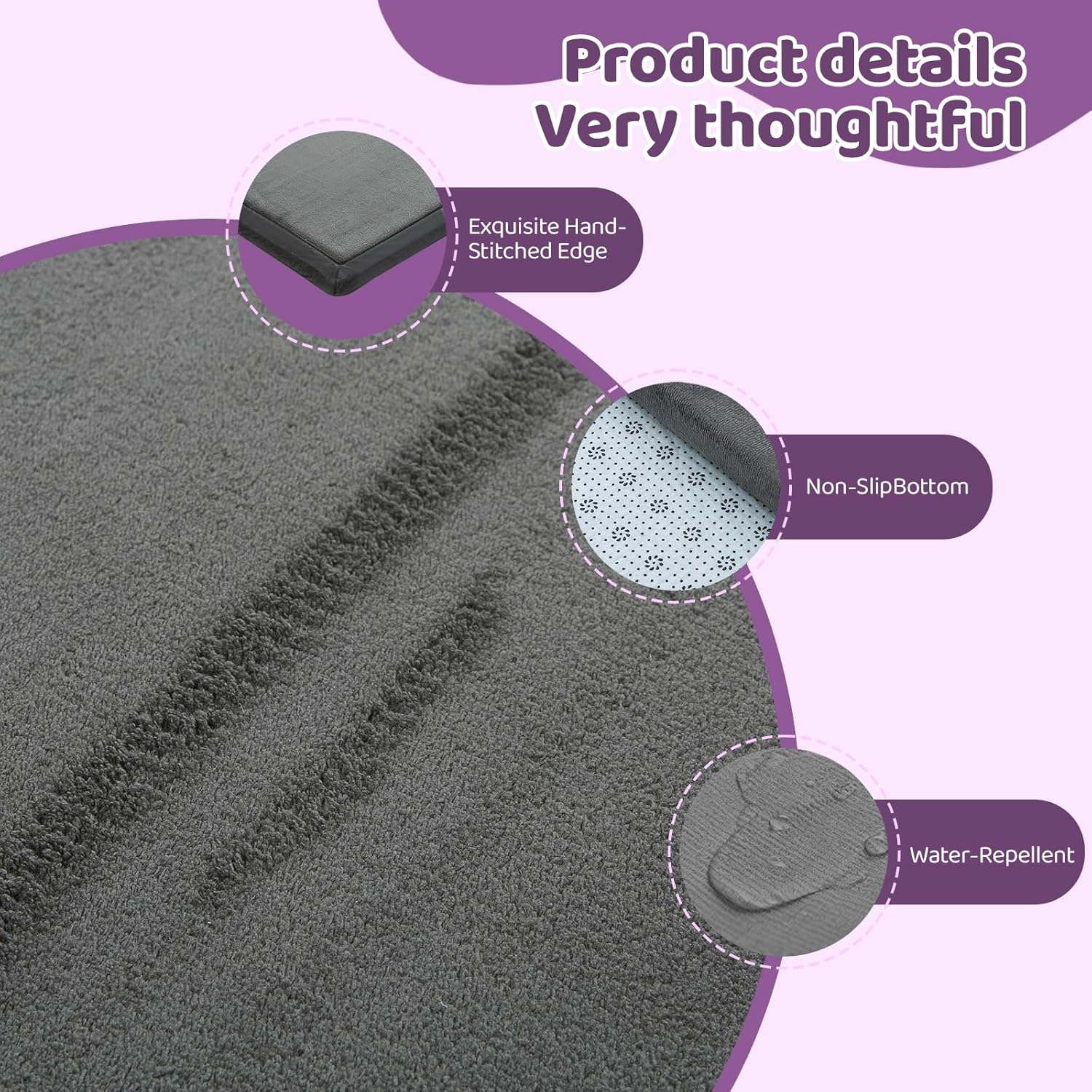 Baby Play Mat for Floor, 1.3 Inch Thick Memory Foam Tummy Time Mat with Non Slip Backing, Soft Coral Velvet 71X79 Inch Playpen Mat Crawling Tatami for Infants Toddlers Kids, Dark Gray