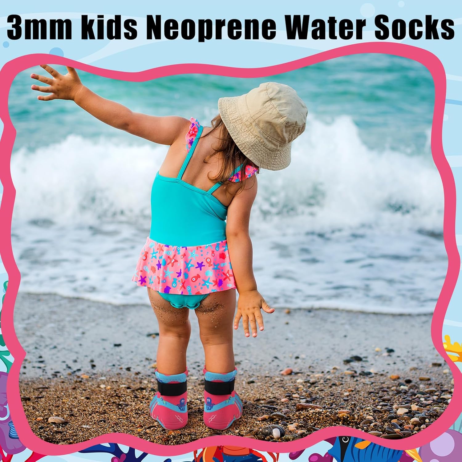 Kids Water Socks 3mm Neoprene Socks for Kids Warm in Cold Water Swim Boots Toddlers Diving Boots Anti-Slip Wetsuit Sand Shoes for Beach Volleyball - Image 6