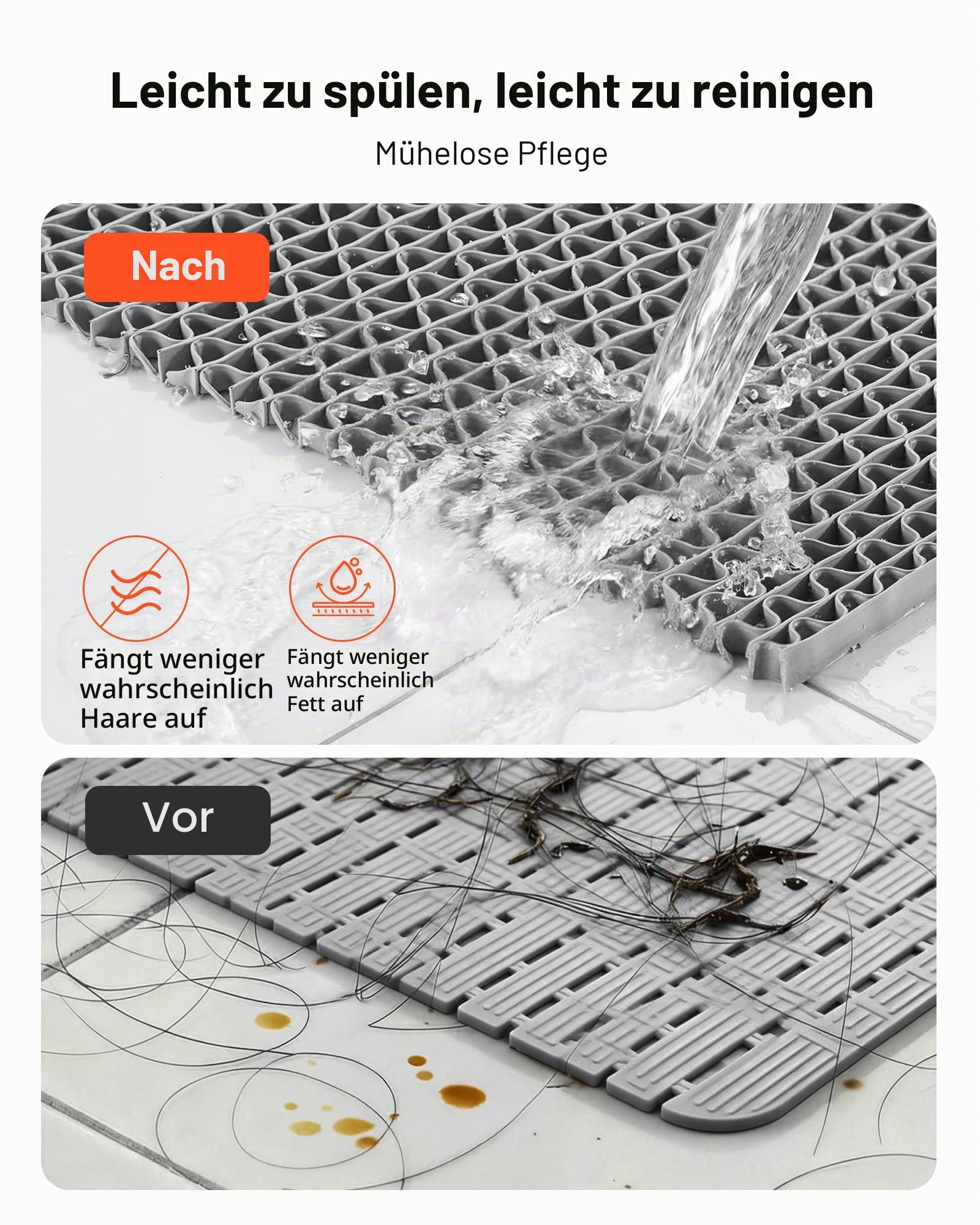 VEVOR Drainagematte PVC (0,9 m x 5 m), rutschfeste PVC-Bodenmatte Spritzschutzmatte für Nassbereiche, Hohlmattenrolle, Antirutschmatte für Schwimmbäder, Terrassen, Badezimmer & Toiletten, Grau