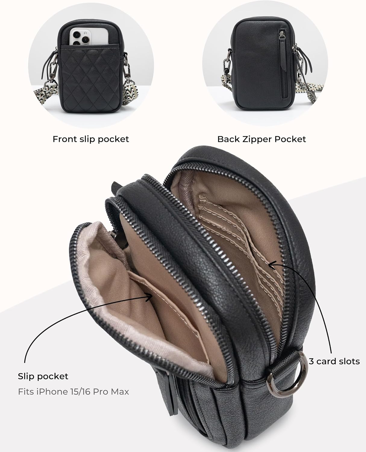 Alldaily Small Crossbody Bag for Women Vegan Leather Phone Purse with Card Slots - Image 3