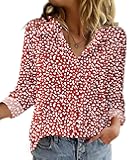 Blouse for Women Dressy Long Sleeve Button Down Shirts Business Casual Outfit Lightweight Solid/Printed Tops