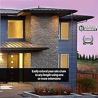 Vista 2 de Rain Chains Direct Extensión de cadena de lluvia de eslabones cuadrados, 3 pies de largo, aluminio, recubierto con polvo negro, reemplazo funcional