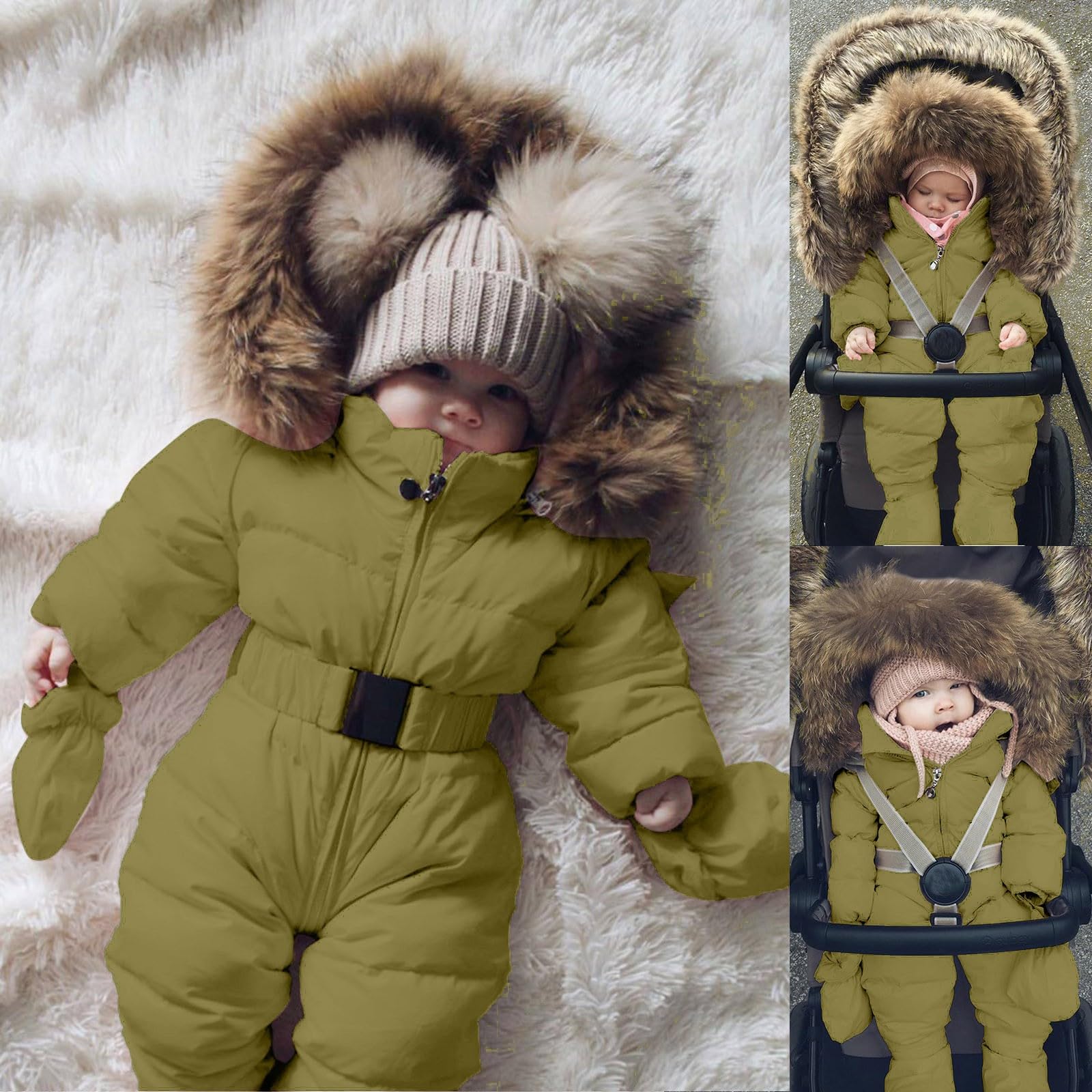 Tuta Neonato Bambino Tuta Neve Calda con Cappuccio Piumino Pagliaccetto Imbottito Giacca Neve Abbigliamento Esterno Invernale Autunno Bambina Comodo