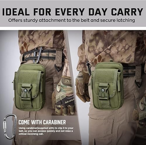 Miniatura 6 de WYNEX Bolsa táctica para teléfono con brújula, funda grande para teléfono inteligente, doble capacidad, pequeña bolsa EDC con hebilla de brújula y