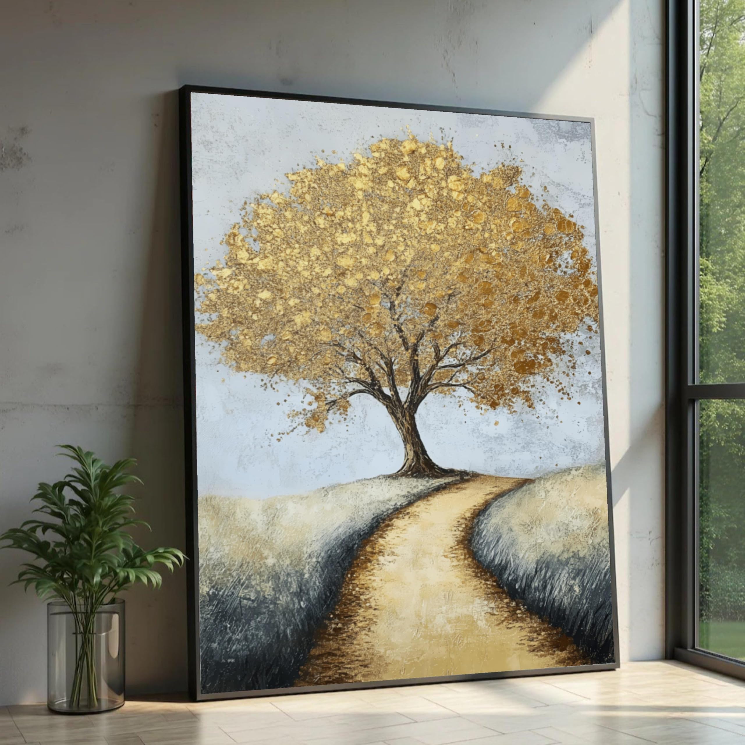 Arbre doré tableau décoratif pour illuminer un mur sombre - 8