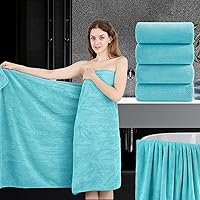 JessyHome 4-Piece Extra Large Microfiber Bath Towel Set 35x70 Oversized Bath Sheets Aqua Teal - Ultra Soft, Highly Absorbent, Quick Dry
