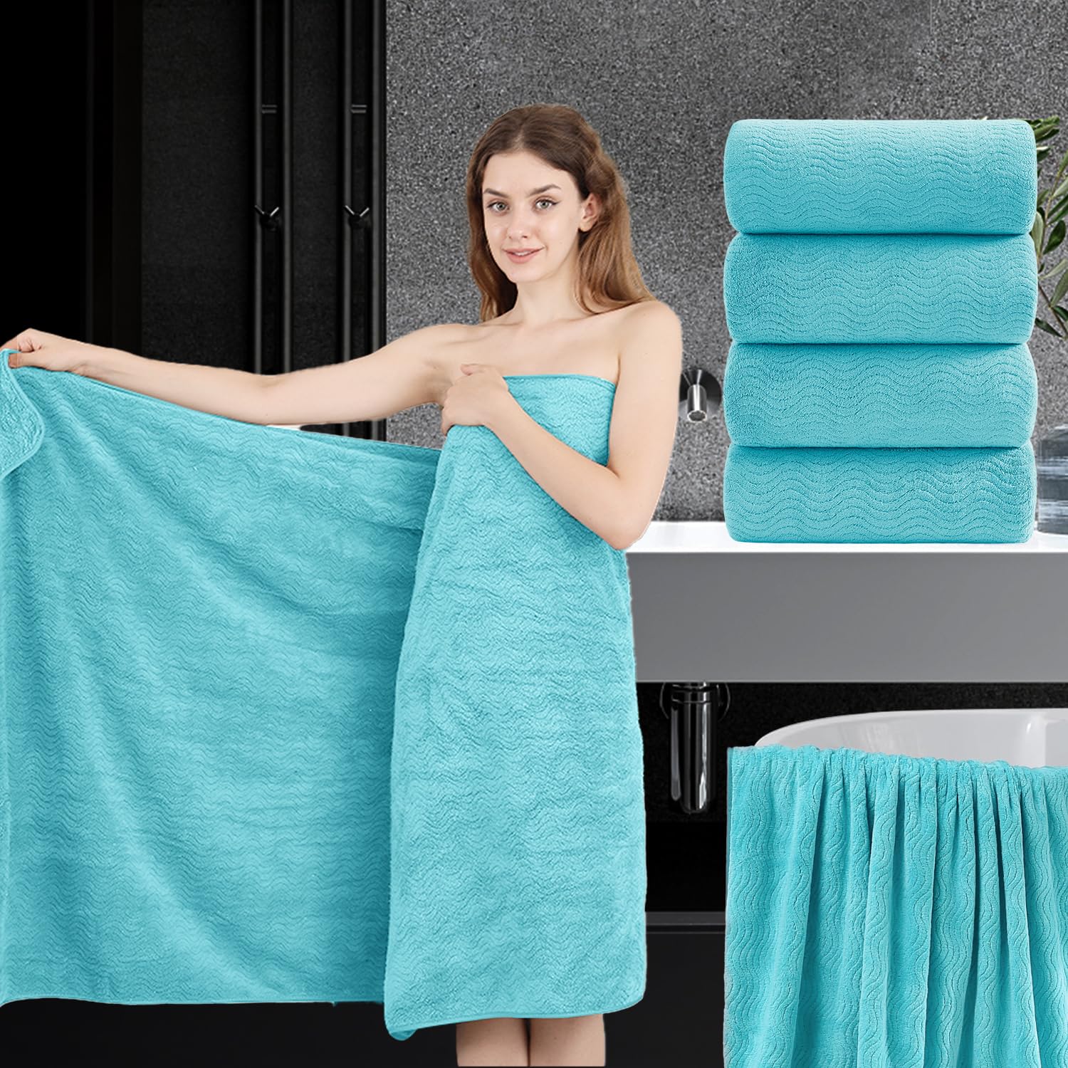 4 Piece Extra Large Bath Towel 35"x70" Oversized Bath Sheet Bath Towel Set for Bathroom Ultra Soft Cozy Highly Absorbent Quick Dry Bathroom Towel for