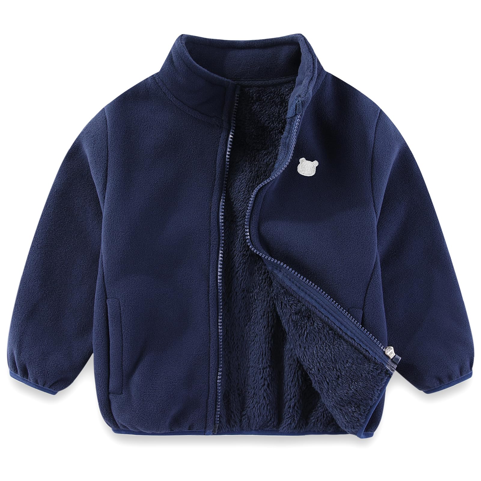 Veste en polaire pour tout-petit, épaisse, à fermeture éclair intégrale, à manches longues, manteau chaud pour bébés garçons et filles, automne, printemps, hiver