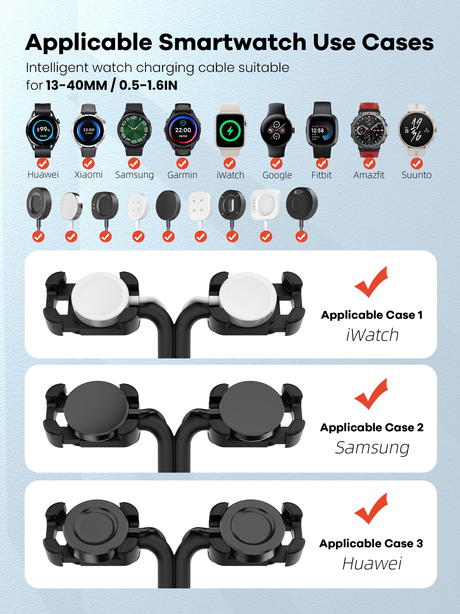 Universal Dual Watch Charger Dock, 3 in 1 Adjustable Smart Fitness Tracker Wireless Charging Station, for Samsung/Google/Amazfit/Fitpolo/GRV/AGPTEK/Fire-Boltt Watch Stand (A22SW-Black)