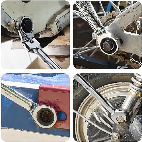 Miniatura 8 de FOCMKEAS Llave de trinquete de extremo de caja doble 0.315in x 0.394in, métrica de 72 dientes de 12 puntos, herramientas de llave de trinquete CR-V