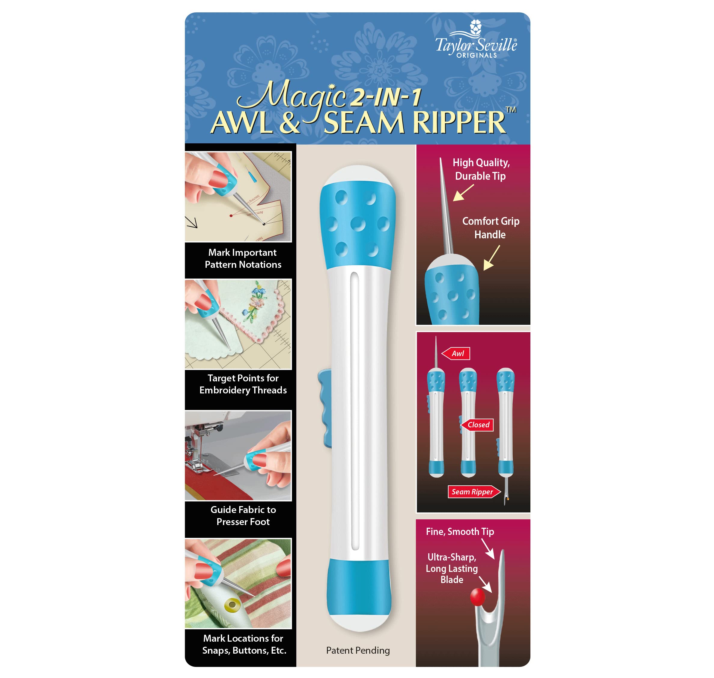 Taylor Seville Originals Seam Ripper, White/Blue, One Size