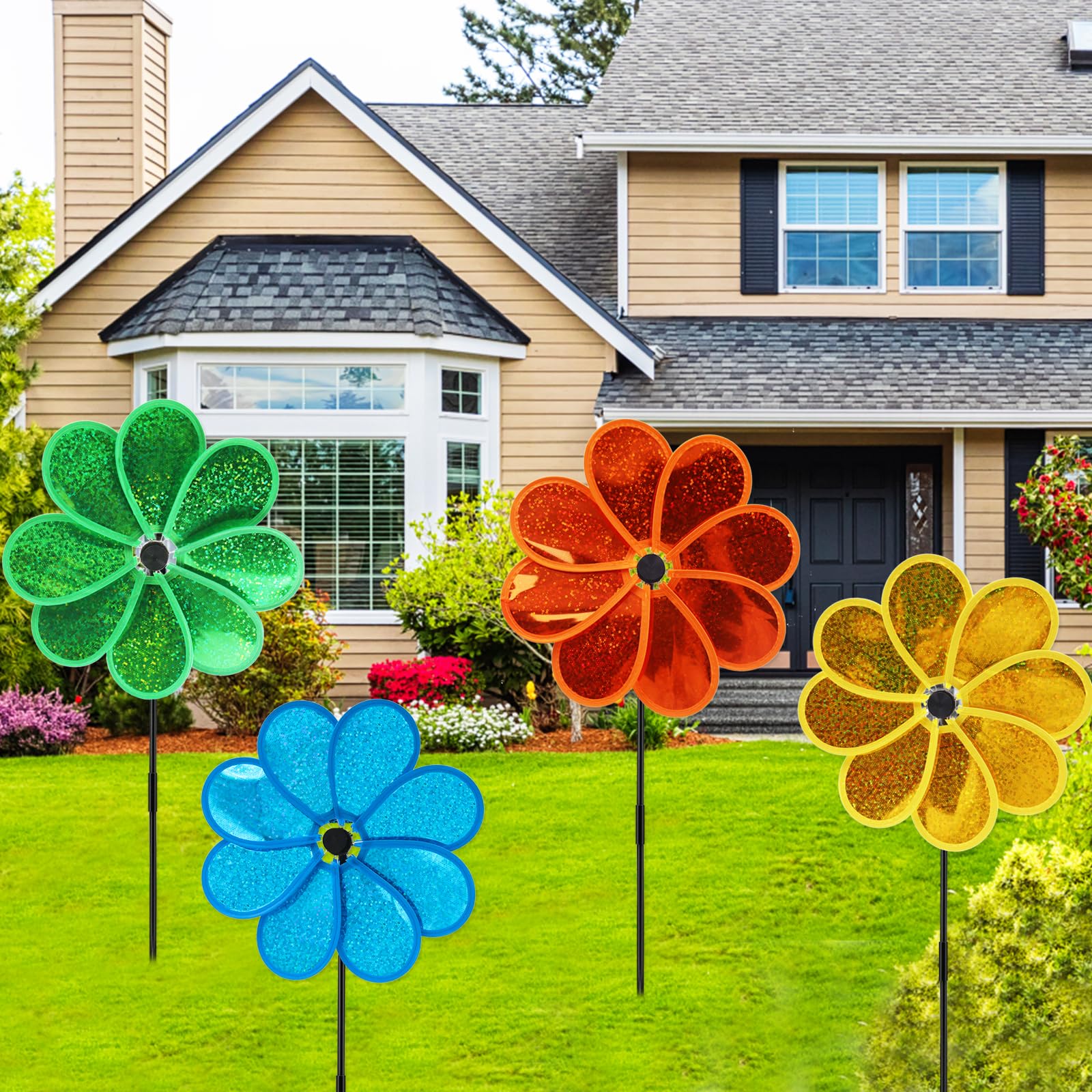 Amazon.com: 4PCS Flower Wind Spinner Sparkly Lawn Pinwheel