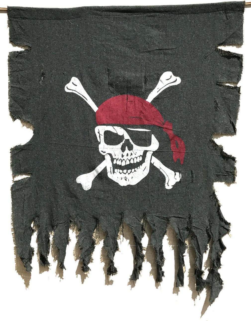 2pcs Large Size 3ft x 2.5ft Retro and Weathered linen Pirate Flag for Halloween Decorations, Pirate Party, Kids Room Décor (Black-1pcs)