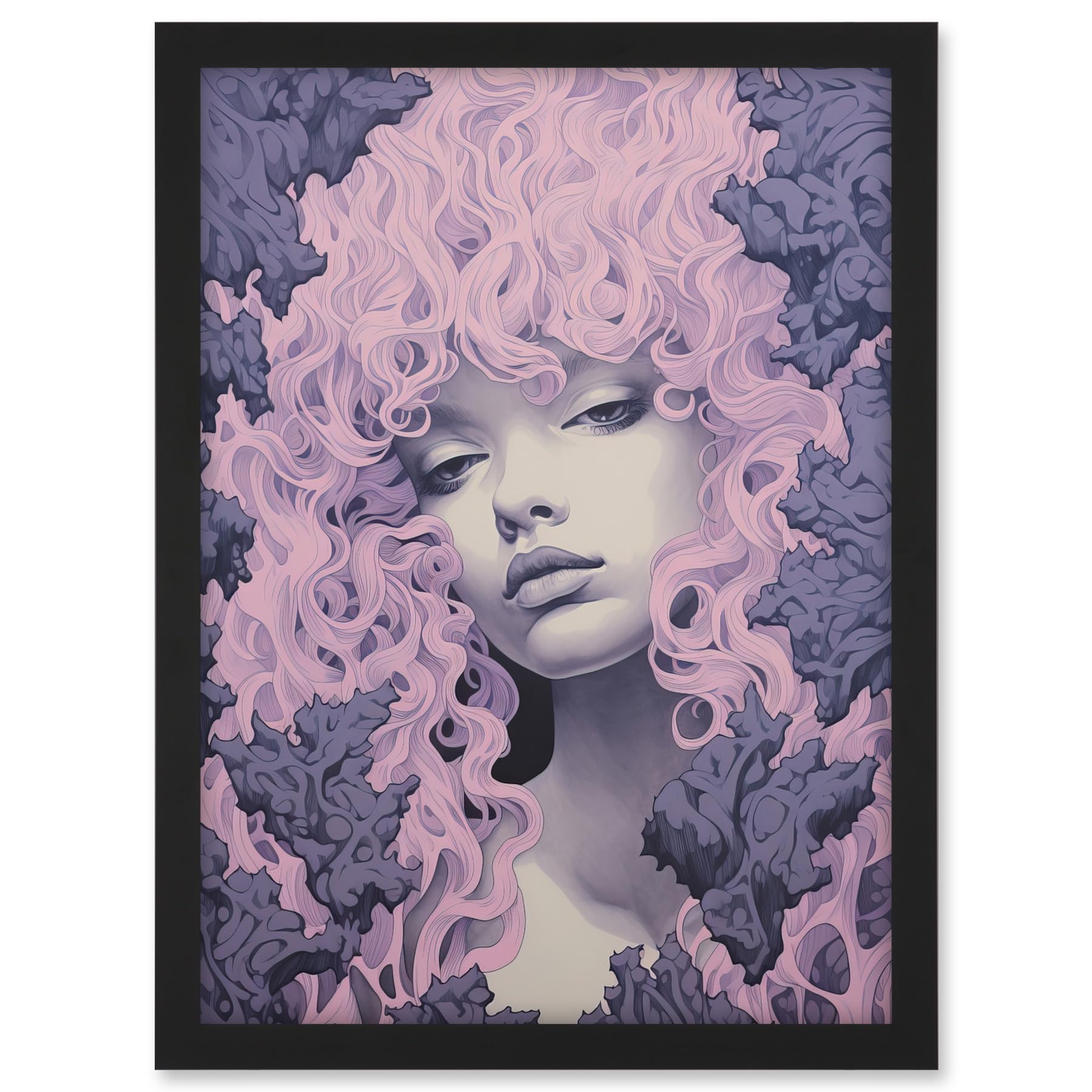 Artery8 Tree Nymph Lavender Purple Pink Woodland Forest Spirit Conceptual Artwork Framed A3 Wall Art Print