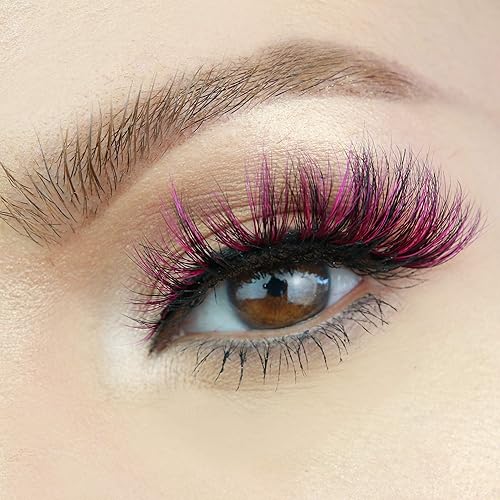 Miniatura 7 de MoxieLash - Ruby Lash - Pestañas magnéticas coloridas de primera calidad - Rojo vivo y morado brillante - Banda de pestañas de 5 imanes - Grande,