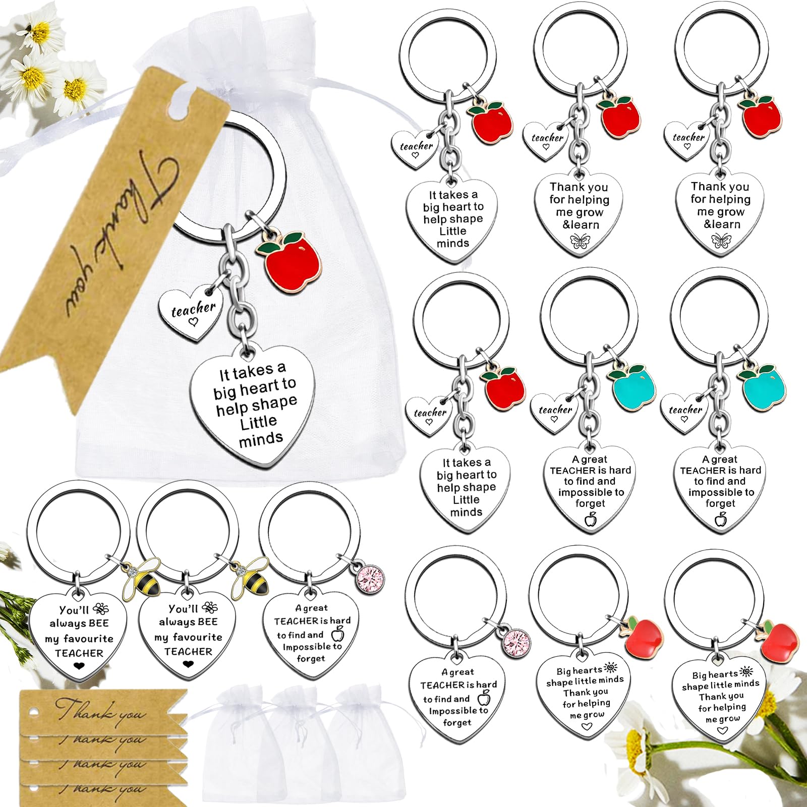 Set 36 Pezzi Regalo Di Ringraziamento - 12 Sottobicchieri In Sughero Con Frasi, 12 Biglietti, 12 Sacchetti In Organza - 3
