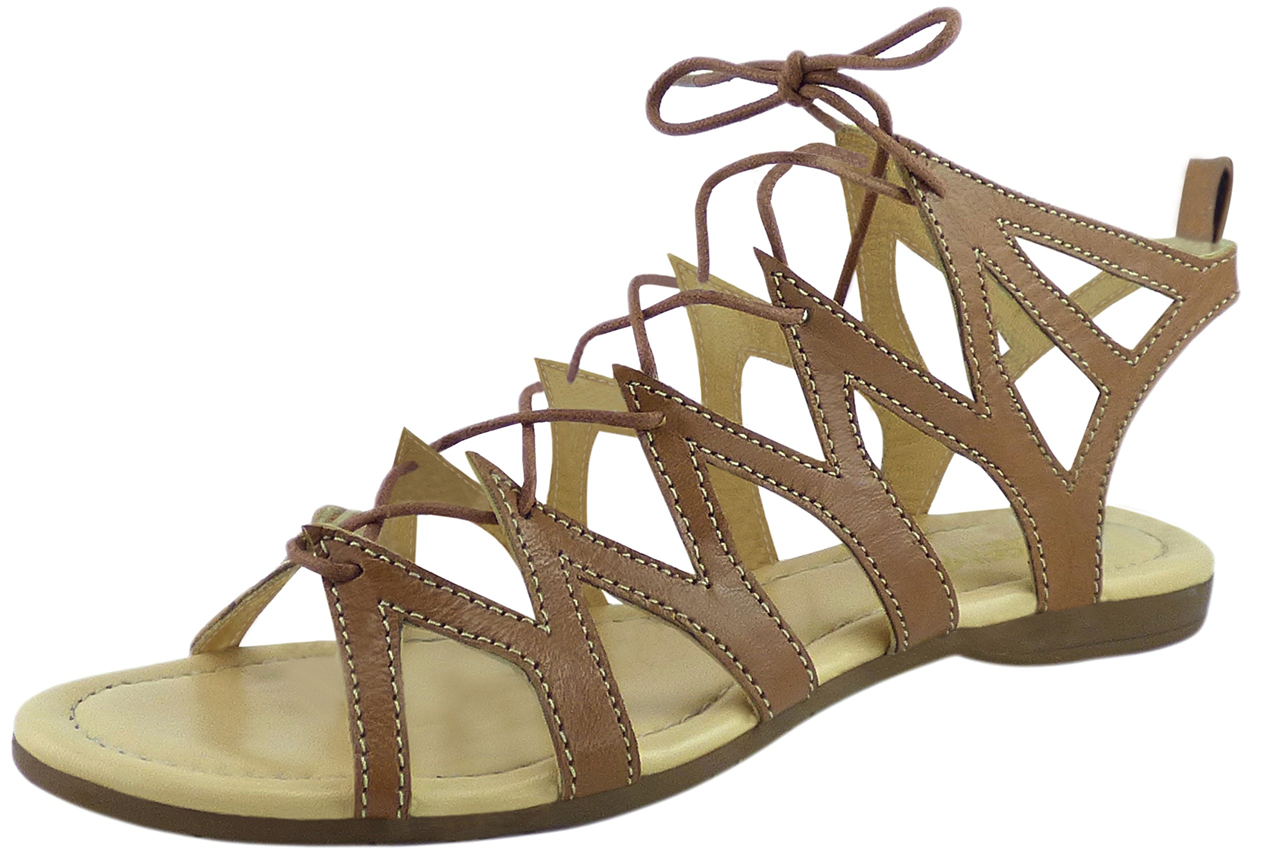Women's Leather Shoes Sandals, Genuine Leather, Ecomark Certified Leather, Gladiator Sandal Flat