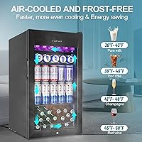 Vista 3 de 128 Cans Beverage Refrigerator Cooler, 3.2 Cu.Ft Mini Drink Fridge Glass Door for Drink Beer Soda Wine, Small Beer Fridge with 4 Removable Shelves