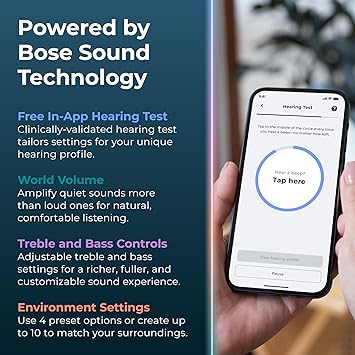 Lexie B2 Plus Powered by Bose - Self-Fitting Rechargeable OTC Hearing Aids for Mild to Moderate Hearing Loss in Adults and Seniors - Clear Sound - Wireless Charging Case - Bluetooth-Enabled - Gray