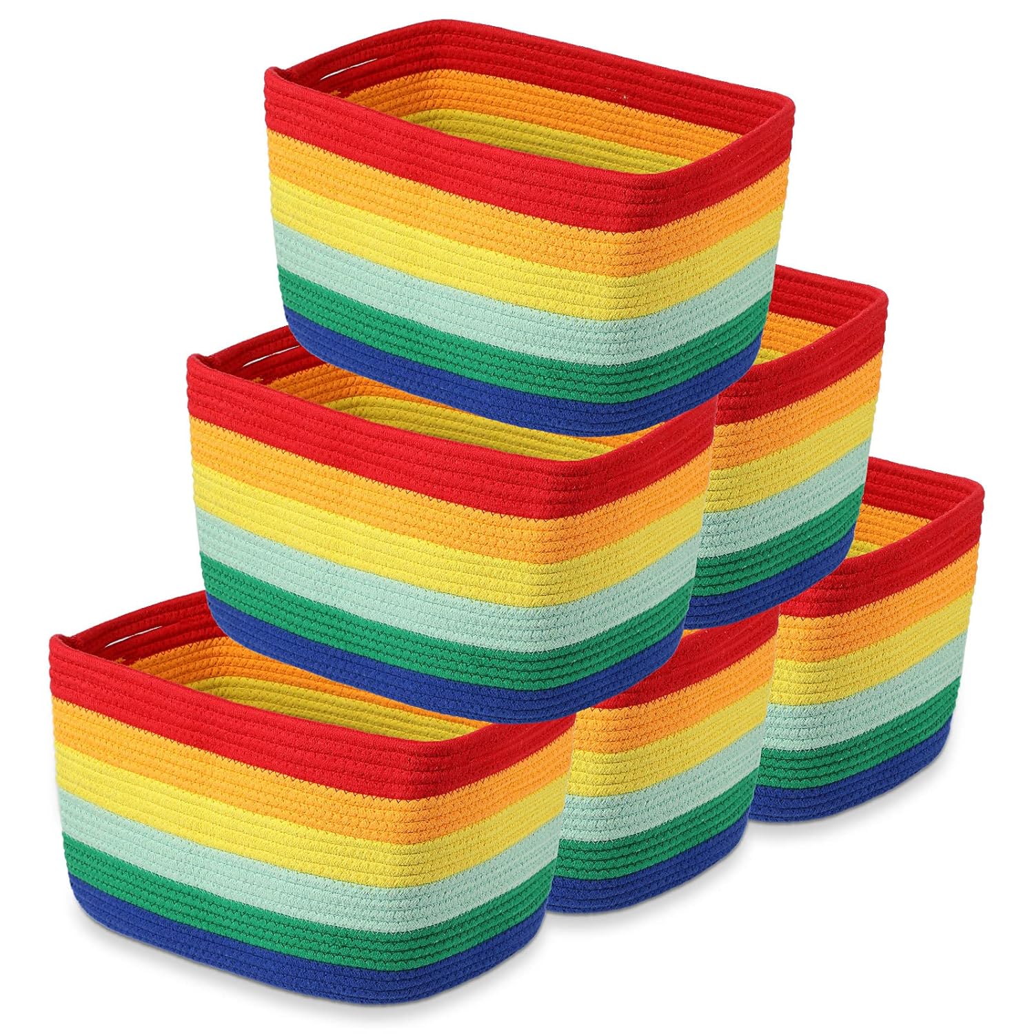 6 Pcs Rainbow Baskets Cotton Rainbow Storage Baskets