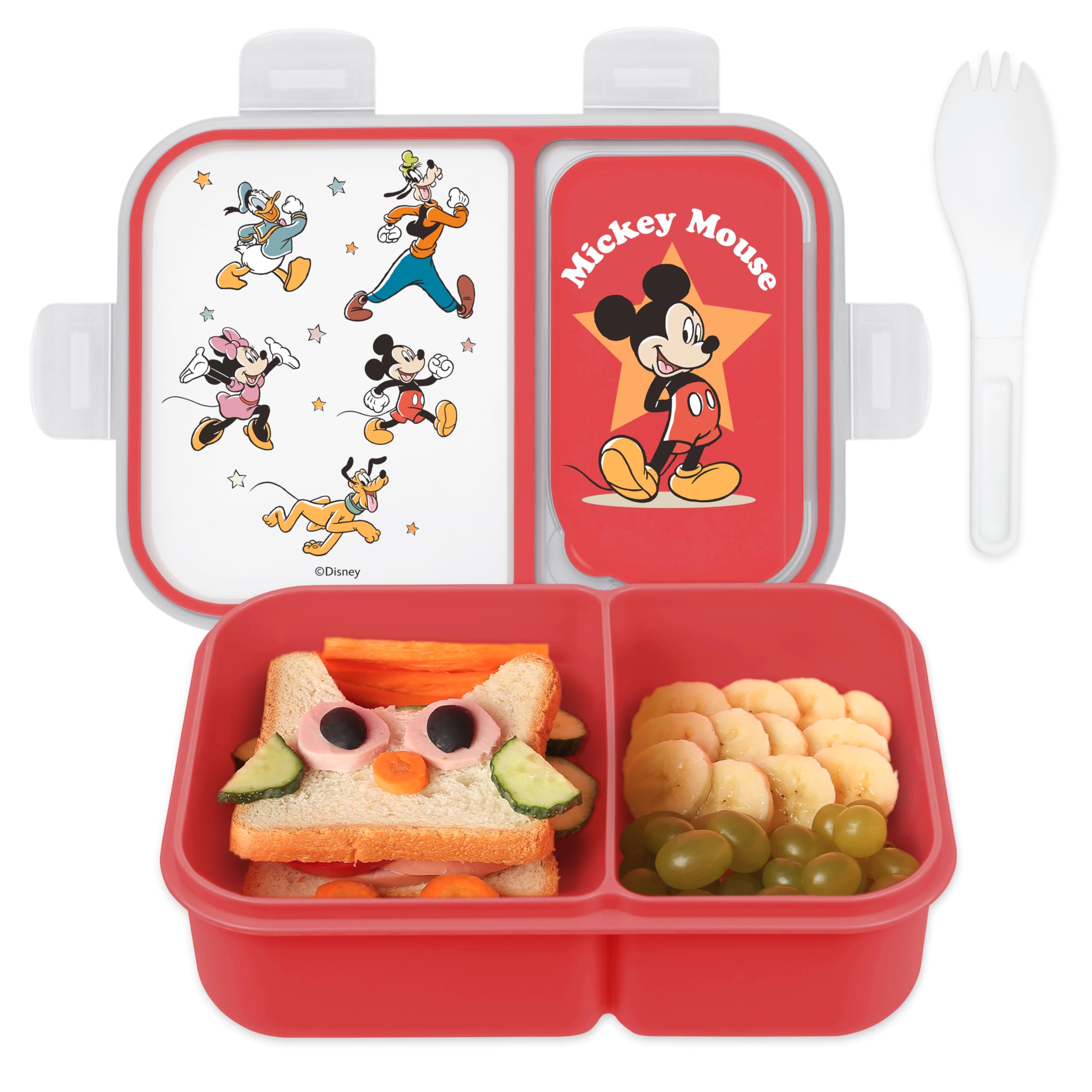 Disney Mickey Bento Box for Kids, Divided Compartments, Leak-Proof