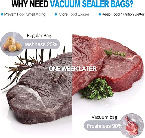 Miniatura 5 de CANLENPK - Bolsas selladoras al vacío de 8 x 12 pulgadas7.9 x 11.8 in, almacenamiento de alimentos, mantiene la nutrición fresca, bolsas de Sous