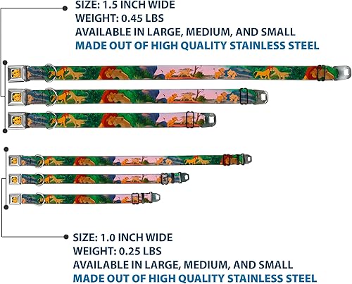 Miniatura 3 de Collar de perro Hebilla de cinturón de seguridad Rey León Simba Nala Escenas de crecimiento 9 a 15 pulgadas 1.0 pulgadas de ancho, DC-WDY039-S