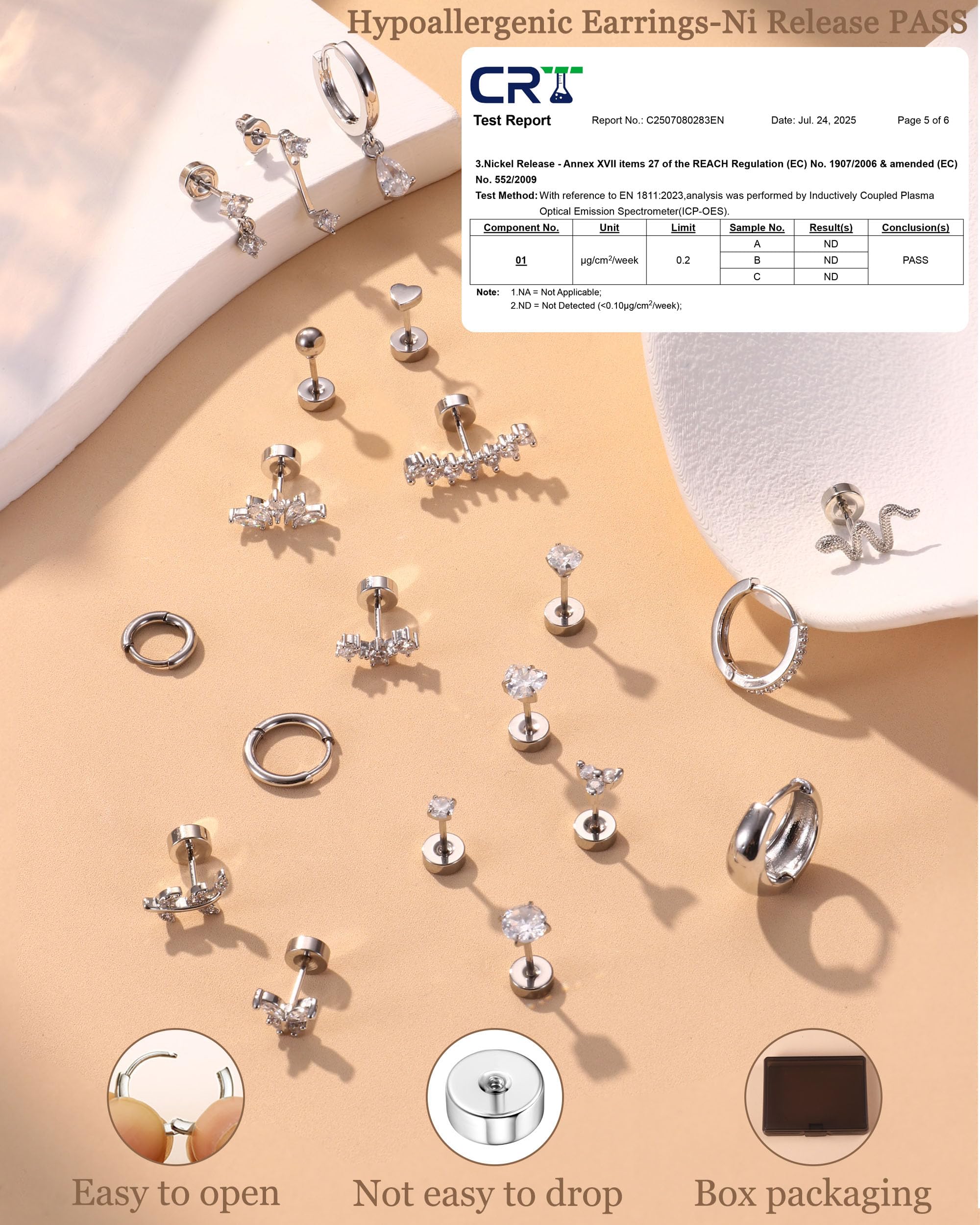 LOLIAS 20 sztuk kolczyków typu helix ze stali chirurgicznej, kolczyki damskie, płaskie, z płaskim zamknięciem, kreolki, kolor złoty, srebrny, conch, helix, tragus, biżuteria do uszu