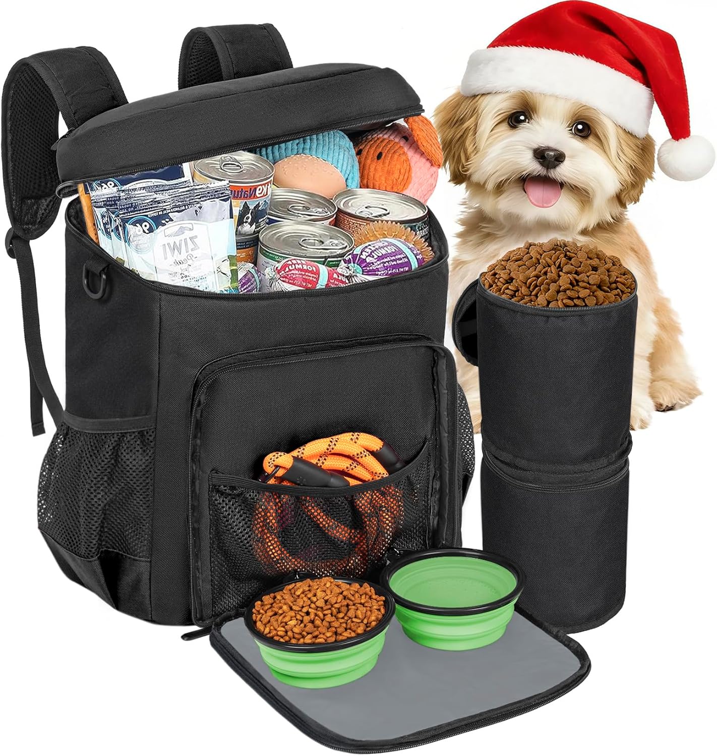 Airline-Approved Dog Travel Backpack with Food Bags & Bowls Airline-Approved Dog Travel Backpack with Food Bags & Bowls