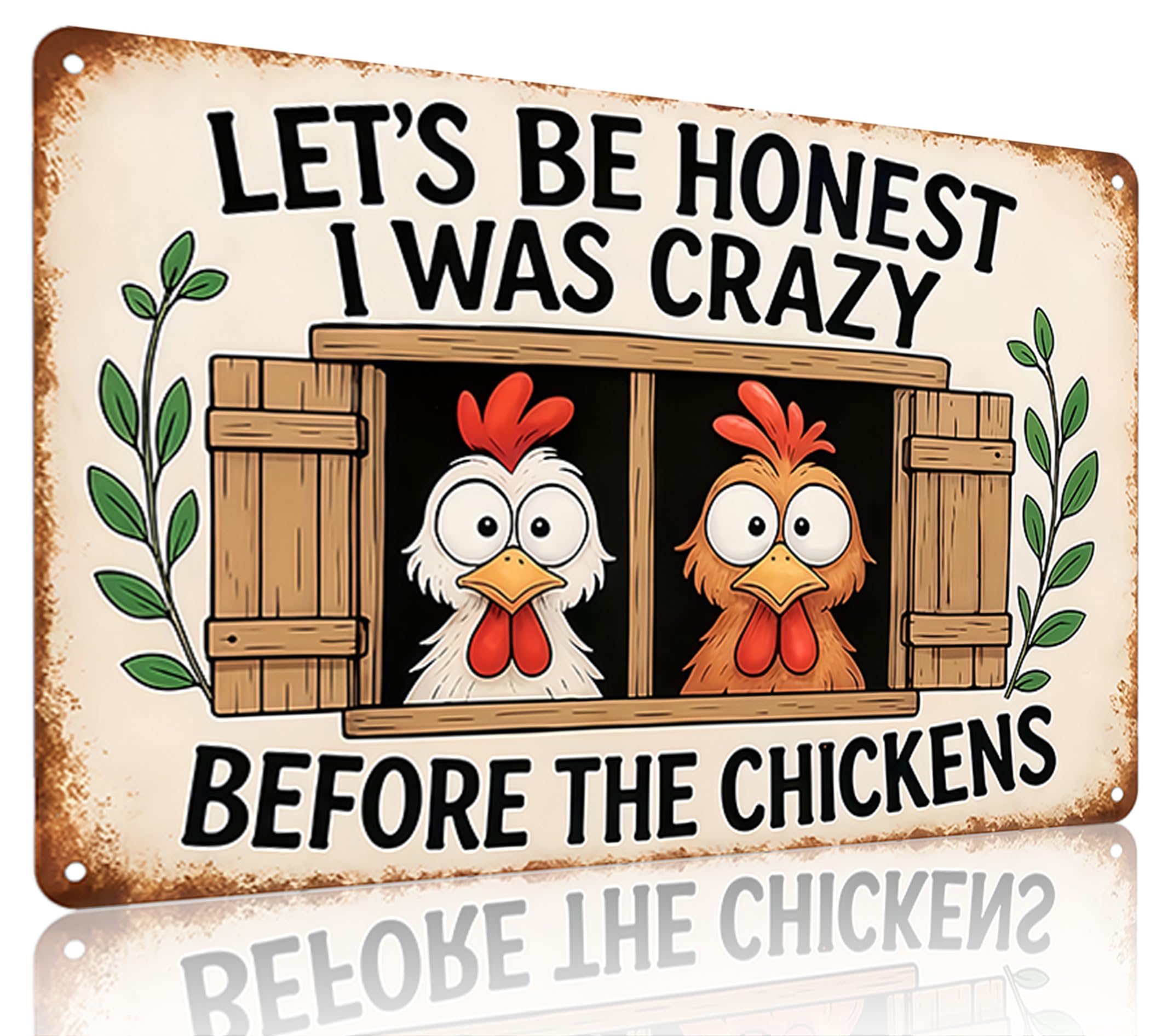 Vintage Metal Tin Sign Chicken Decor I Was Crazy Before The Chickens For Chicken Coop Farm Kitchen Garden Yard Decor 8x12 Inch(3829) Custom Private Property Signs Outdoor