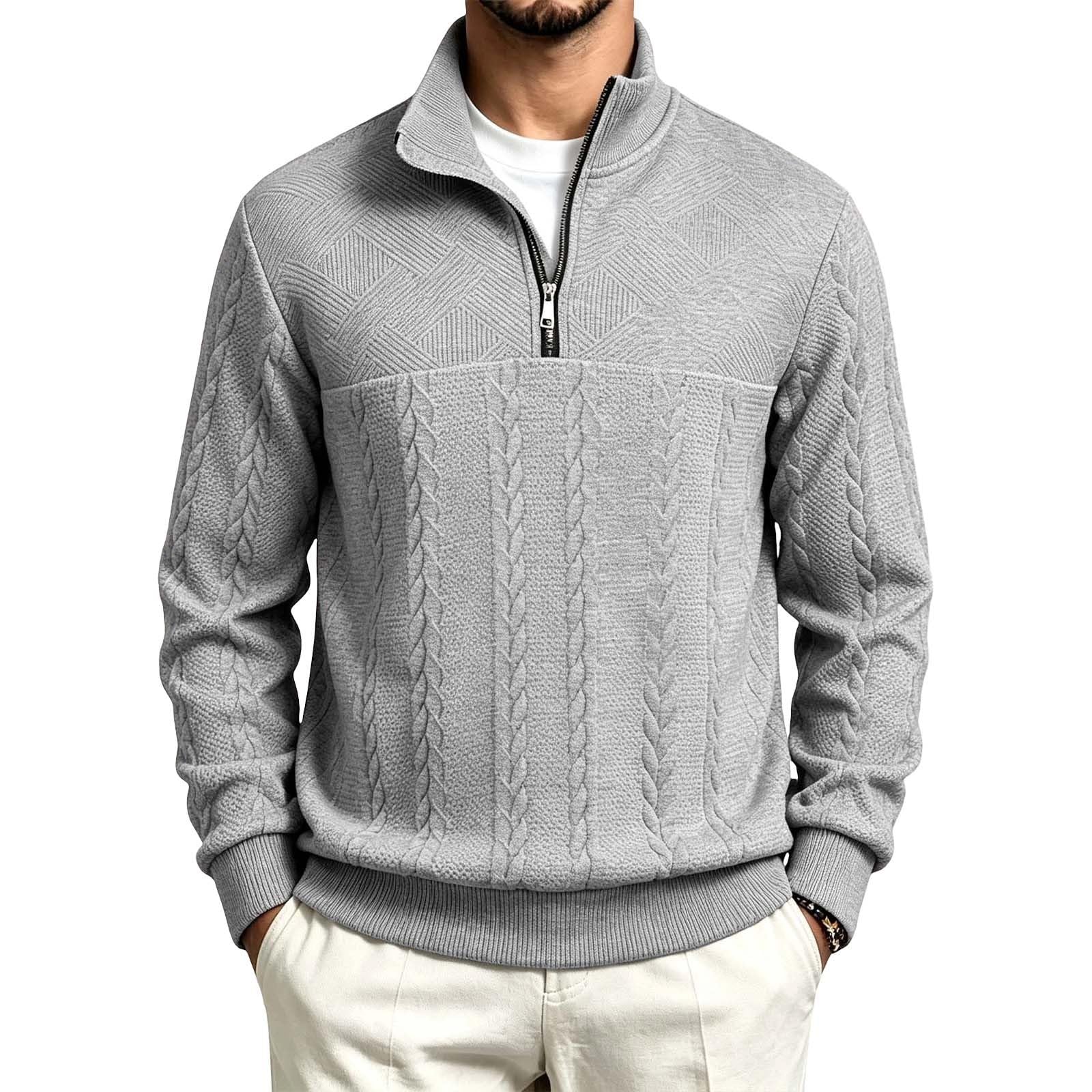 Abrigo Punto para Hombre con Cuello Cremallera Corte Amplio para otoño invi