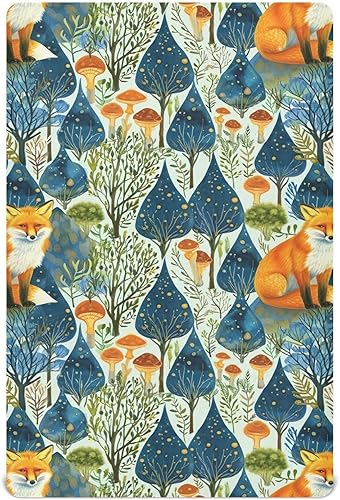Miniatura 1 de Kigai Fitted Crib Sheet for Boys Girls,Mushroom Fox Jersey Knit Baby Sheet for Standard Crib and Toddler Bed Mattresses, Cozy Soft Breathable, 28 x