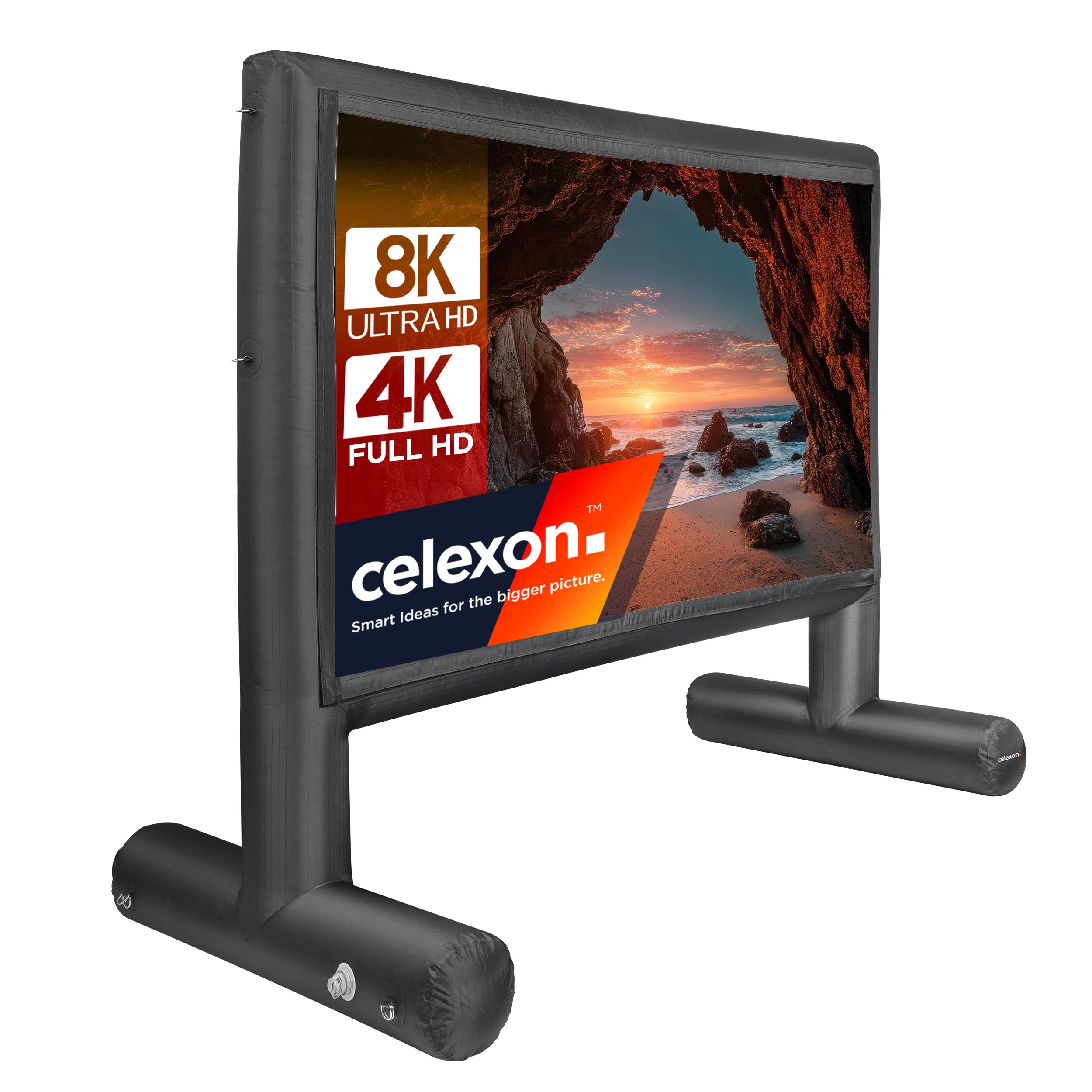 celexon Tela gonfiabile per esterni, professionale, INF 140", 310 x 174 cm, 16:9, per eventi pubblici e proiezioni per proiettori 4K / 8K in giardino, con pompa ad aria elettrica e borsa per il