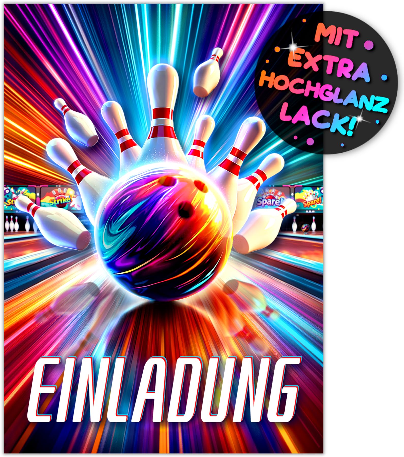 12x Bowling EINLADUNGSKARTEN KINDERGEBURTSTAG Junge Mädchen - die Bowlingbahn PARTY Karten sind die Bowling EINLADUNG für Jungen Kinder GEBURTSTAG KINDERPARTY Kegeln GEBURTSTAGSPARTY Bowlingkugel